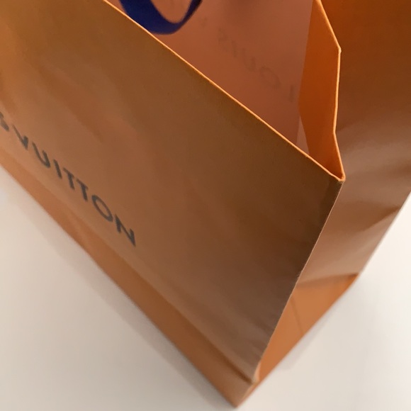 Auth Louis Vuitton paper shopping large gift bag orange blue cloth handle - Picture 4 of 7